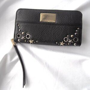 Juicy Couture Vintage Black Faux Leather Zippered Wallet w/ Stud Details